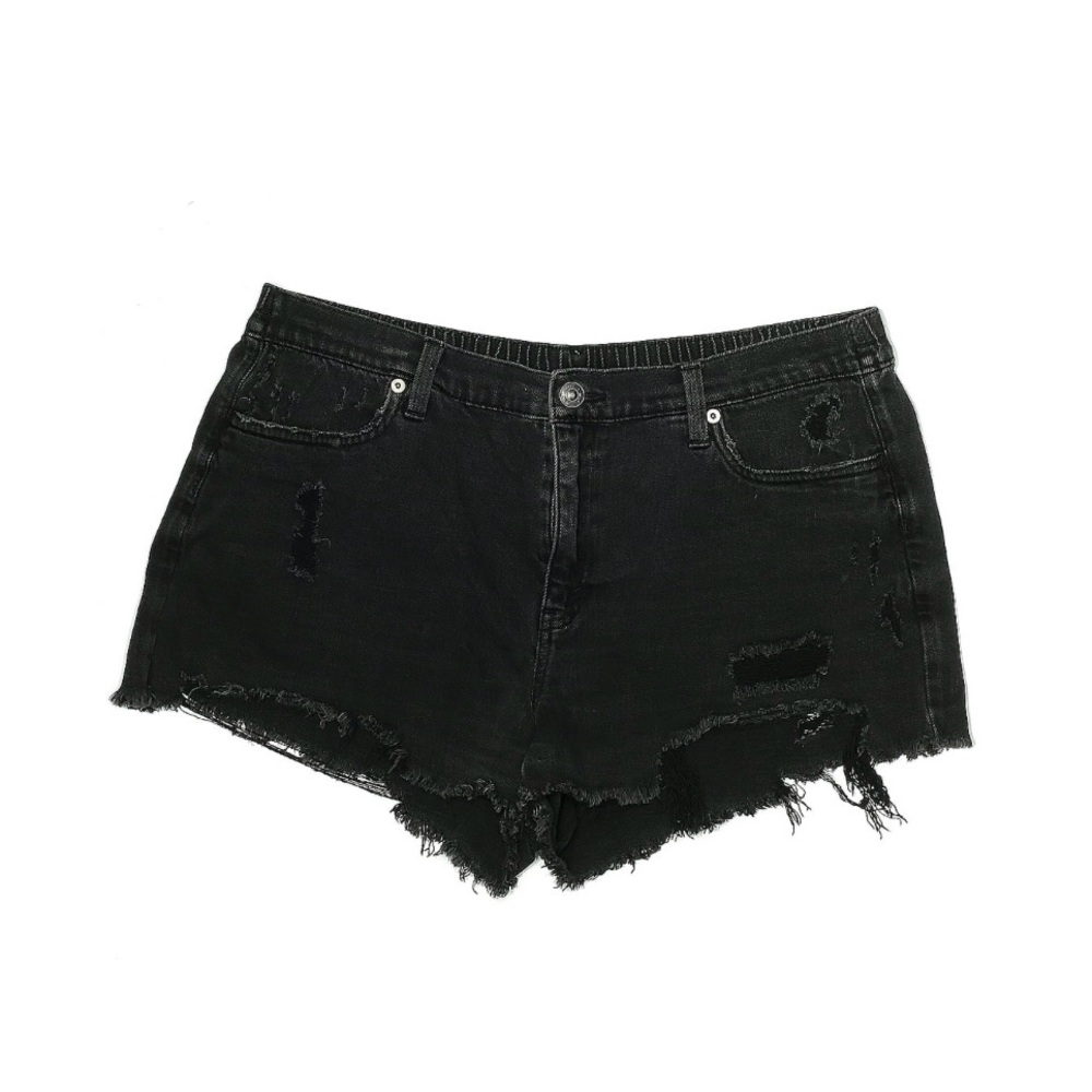 Aerie Black Jean Shorts with Elastic Back